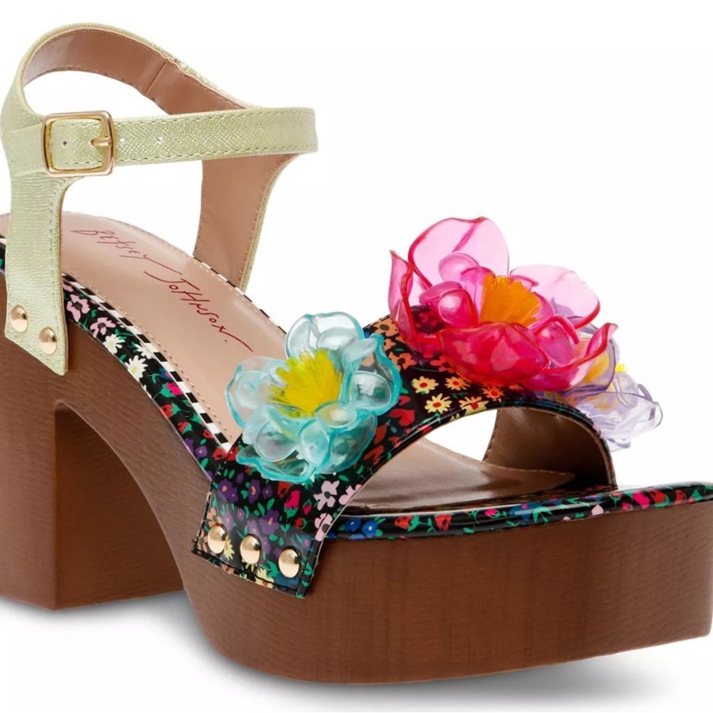 Betsey Johnson Multicolor Floral Platform Sandals Size 9.5 OBO